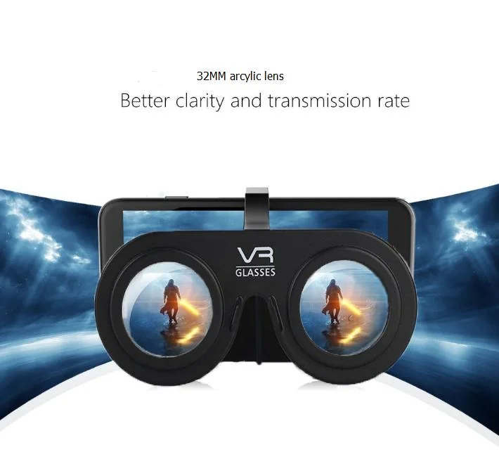 Mini Plastic Foldable Vr Glasses / 3D Virtual Reality Glasses for 3.5-6.0 Inches Mobile Phone